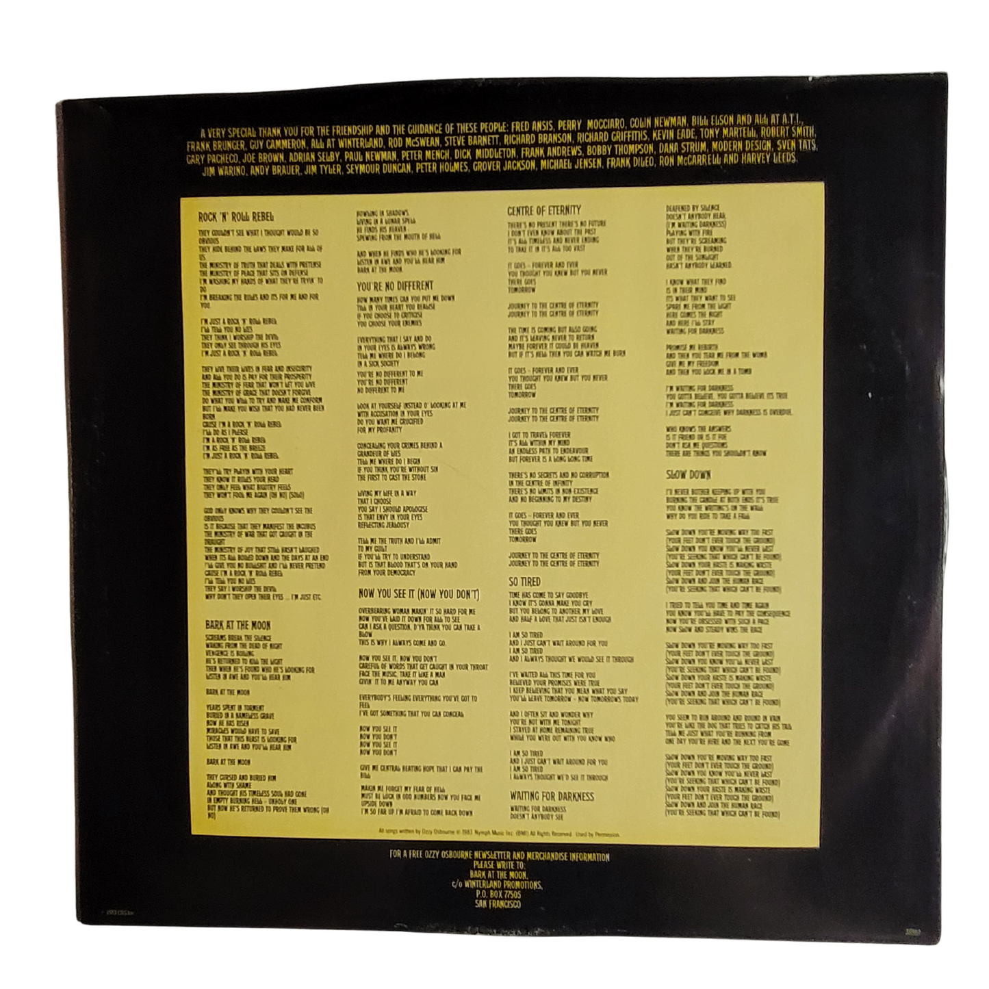 Ozzy Osbourne – Bark at the Moon (Signed Original US Pressing with Lyric Inner Sleeve)