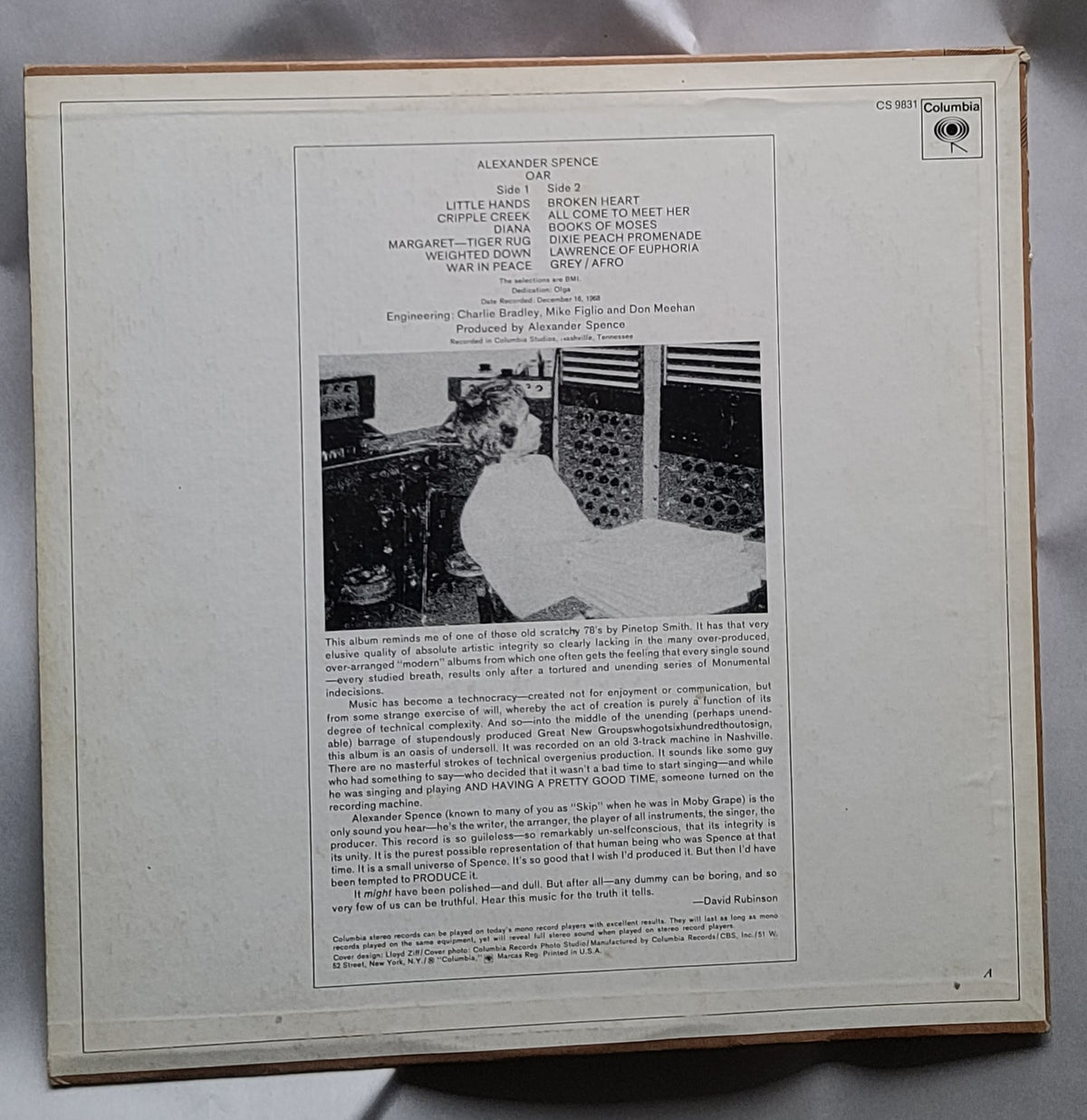 Alexander "Skip" Spence : Oar Original 1968 Pressing